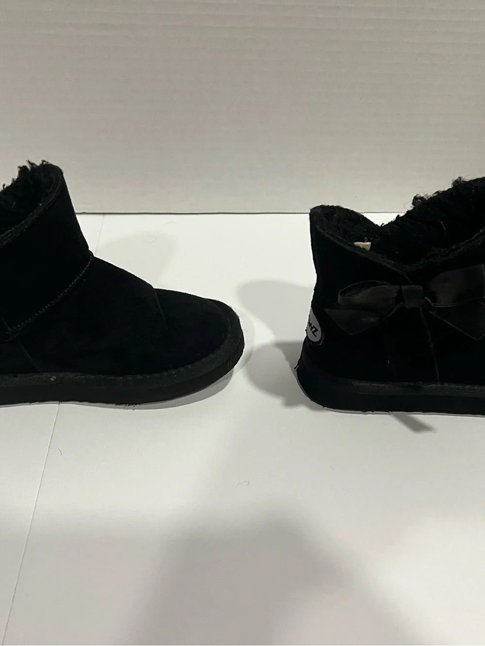 Girls  Black Pawz Bow Fleece Lined Boots Size 12